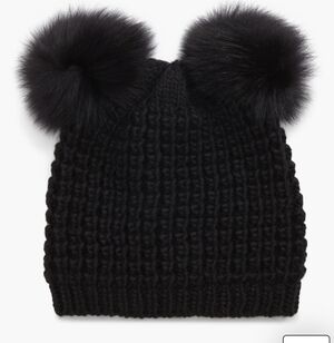 Black Fox Fur(😥) Pompoms Hat From Kyi Kyi